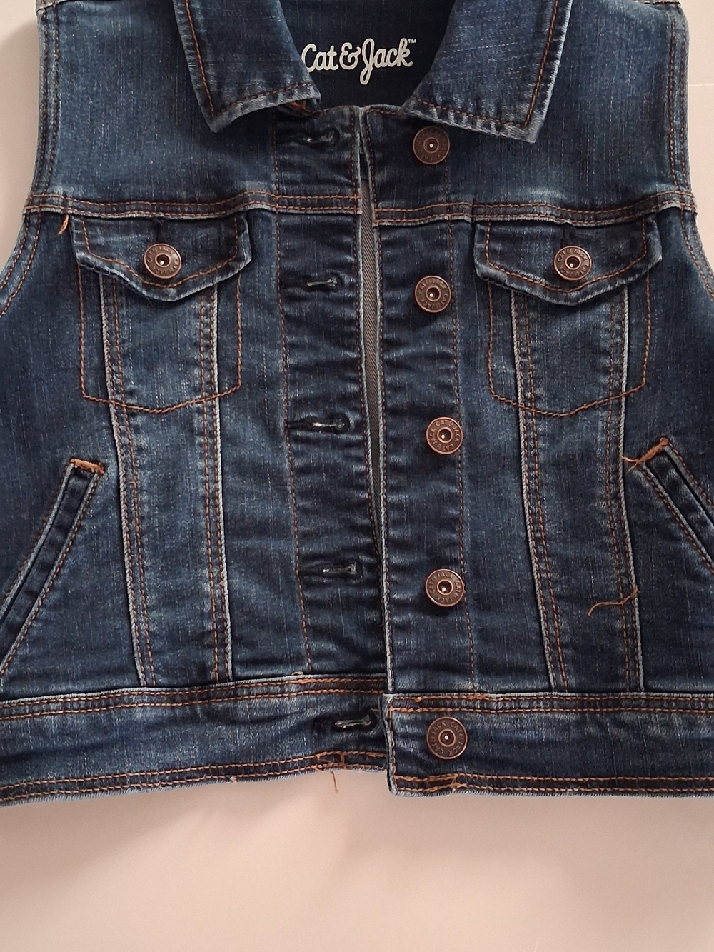 Cat & Jack Girls Dark Blue Denim Vest